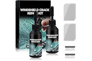 GNHG 2pcs Kit Reparation Pare Brise,Colle à Pare Brise,Verre,Efface Rayure,Colle Voiture,Kit De Réparation De Verre Fissuré Pour Craquelures,Rayures,Trous,Dommages En Étoile