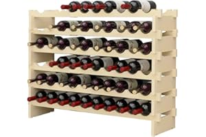 DlandHome Weinregal Holz Stapelbar Weinregale aus Holz mit 6 Ebenen für 60 Flaschen weinregal Holz flaschenregal für Bar, Küche, Esszimmer 110x30x81cm