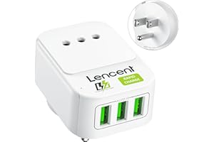 LENCENT Adattatore Presa USA da Viaggio, Caricatore Presa con 3 Porte USB, Caricabatterie Presa IT, Spina Americana per Stati Uniti, Canada, Messico, Filippine, Tailandia, Taiwan, ecc. (Tipo B)
