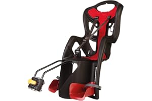 b bellelli Pepe - Siège arrière pour vélo - pour Les Enfants jusqu'à 22 kg, de 3 à 8 Ans - Fixation au Cadre - Noir et Rouge