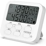 Timer Digitale da Cucina, Volume Della Sveglia Regolabile, Timer per Cottura, Cronometro, Display LCD, Timer Digitale per Riu