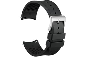 WOCCI Pasek do zegarka z zakrzywionym końcem, silikonowy, jedwabisty w dotyku, wymienny do okrągłej tarczy, szerokość mocowania 20 mm 22 mm