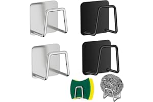 Gudemoore 4 Pièces Porte Eponge Evier Cuisine,Range Eponge Evier Auto Adhesif,Support Eponge Evier Cuisine,Porte Éponge Cuisine en Acier Inoxydable,pour Le Rangement de Cuisine et Salle de Bain