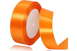XMASOLDECOR Ruban de Satin Orange 20mm x 22m, Ruban Satinée pour Emballage Cadeau, Couture, Artisanat, Ballon, Bouquet de Mariée, Décoration de Mariage