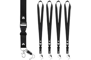 Segus Correa para Cuello Llaves, 5 Piezas Lanyards con Cierre de Langosta Giratorio, Colgantes de Tarjetas de Identificación para Personal de Oficina de Estudiantes, Cuerda Larga Negra