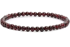 LAKADA Bracelet en véritable pierre précieuse avec perles rondes de 4 mm - Différentes longueurs - Bracelet porte-bonheur talisman cadeau