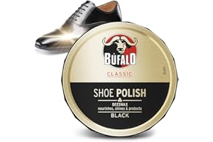 Bufalo Classic Shoe Polish, Betuna for Shoes, Care of Shoes, Cream Black, Protects and Gives Shine, Ideal for Smooth and Rustic Skin, 75 ml Tin