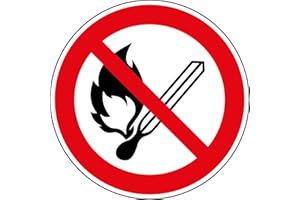 easydruck24de Colle 'Interdiction surP003 : Pas de flamme, Ø 9,5 cm, n ° art. Hin 092, DIN EN ISO 7010, Remarque Respect, Avertissement, feu, source d'allumage ouvert et Interdiction de fumer