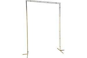 FETCOI Arco de boda de metal, 2 x 3 m, color blanco/dorado, marco de arco, soporte para flores, fondo para globos, arco de rosas, arco de globos (dorado)