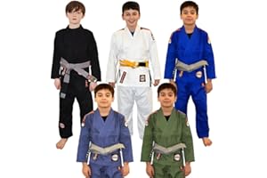 MAR INTERNATIONAL BJJ Gi for Kids, Child, Boys, Girls, Unisex, Brazilian Jiu Jitsu Gi, Uniform Kimonos 350-GSM, Sweat-Wicking Fabric, Cold Machine Washable, IBJJF Compliant
