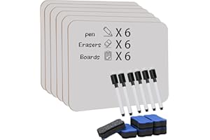 Hiziwimi 6 Pcs trocken abwischbare Mini Whiteboards, 11,8 x 8,8 Zoll doppelseitige kleine White boards für Schüler, tragbare Weiße Tafel für Schule, Büro und Zuhause