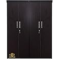 CASPIAN Furniture 4 Door Wardrobe in Black Wenge for Bedroom | Engineered Wood Cupboard for Clothes and Accessories | Wardrobe with 4 Drawers and 10 Shelves| Size 75 x 60 x 19 Inches