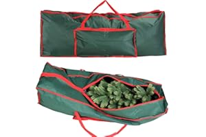 BAKAJI Custodia Per Albero di Natale Extra Large, Sacco Borsa Porta Albero fino a 270 cm, in Tessuto Antistrappo Rivestito in PVC con Tasca e Manici a Zip, Dimensione 125 x 30 x 50 cm (Verde)