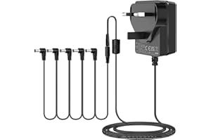 Gonine 9V 1.5A Guitar Effects Pedal Adapter Power Supply Cord with Cable 5 Way Daisy Chain Cord, Center Negative, Extended Length Cable