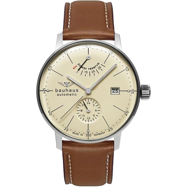 Bauhaus Orologio Uomo Automatico 2162-4 - Cassa Acciaio, Quadrante Verde, Cinturino Pelle Vitello, 41mm, 50m