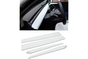 KKTR-CAR pour Tesla Model 3 Model Y Dash Wrap Porte Garniture Couverture Tableau De Bord Intérieur Carbone Modèle Décoration Wrap Kit Accessoires 4 PCS (Blanc Mat-ABS)