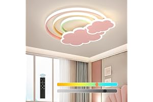 KZT LED Plafonnier Chambre D'enfants Lampe de Plafond Dimmable avec Télécommande Éclairage de Plafond Nuages Arc-En-Ciel Veilleuse Moderne Garçon Et Fille pour Chambre à Coucher Salon 3000K-6000K