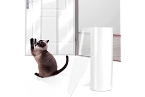 HOAAIGO Cat Scratch Deterrent Tape for Furniture & Doors, Clear Anti Scratch Protector Film 21cm x 3m, Heavy Duty Self-Adhesive Guard for Cat Clawing on Sofa, Couch, Door, Wall