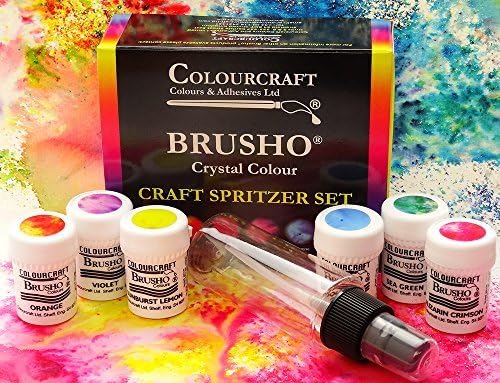 Brusho Crystal Colors Set of 6 Watercolor Inck Crystals w/ Spritzer by Brusho