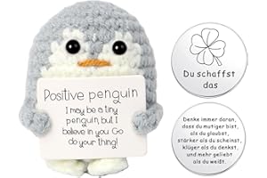 BFUZXY Positive Pinguino Divertente Idea Regalo con Portafortuna,Positive Potato per Regali Originali di Compleanno,Patata Positiva per Motivazionale Laurea Collega Sorella Donne Amica Ufficio Gadget(Grigio)