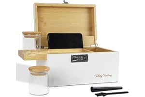 Viking Factory Large Bamboo Box Tray Set with Combination Lock Decorative Box for Home Storage Box -Premium Removable Tray and All Accessories