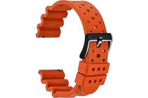 WOCCI Ventilato Cinturini Orologi, FKM Gomma (Non Silicone), Sgancio Rapido, Fibbia in Acciaio Inossidabile, 18mm 20mm 22mm 24mm 26mm