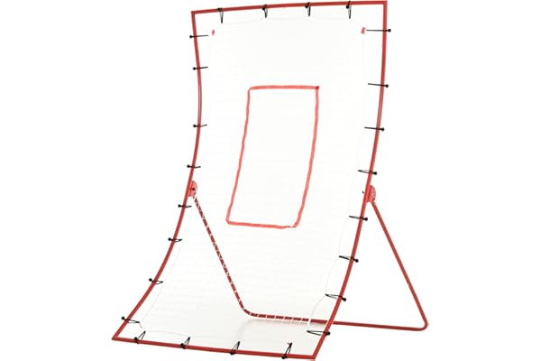 HOMCOM Filet de Rebond de Football, Rebondisseur, pour Entraînement, Angle Réglables, Accessoires de Fixation Fournies, 175L x 115H x 77P cm, Rouge, Blanc