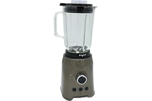BLACK+DECKER BXJB1200E - Batidora batidora de 1200 W, recipiente de vidrio de 1,5 L, 3 programas+velocidades ajustables, 6 cu