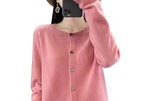 TeysHa Cardigan en Cachemire pour Femmes, Pull en Laine à col Rond boutonné à Manches Longues, Pull élastique en Tricot Doux et Chaud