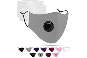 Luftty Maske mit Ventil, verstellbaren Ohrschlaufen und Nasensteg | grau Stoffmaske mit Filter | Behelfs Mundschutz waschbar