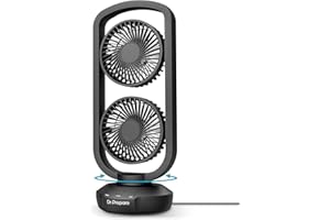 DR.PREPARE Ventilatore a Torre USB Ventilatore da Tavolo da 15 pollici Inclinazione a 270° Oscillazione a 105° 3 Velocità 3 Timer Spegnimento Automatico per Camera da Letto Ufficio Scrivania Cucina