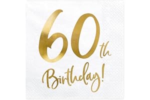 ‎PARTYDECO PartyDeco Servietten Birthday Gold 60th. 33x33cm/20St.