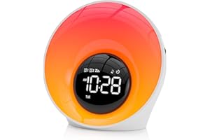 AFEXOA Wecker mit Sonnenaufgang Tageslichtwecker Geschenke Geräuschmaschine mit 30 beruhigende Klänge,Wake Up Light Nachttischlampe Dimmbar 16 Helligkeit 14 Farbe Schlafzimmer Lichtwecker mit Doppelalarm