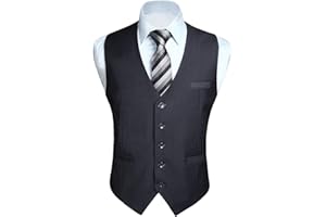 HISDERN Gilet de couleur unie en coton pour gilet de soiree formelle pour hommes