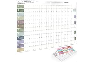 TSUWNO Calendario de pared planificador anual XXL 2024 (74,2 x 52,5 cm), plegable como póster. Formato apaisado, ideal como planificador de pared o calendario anual y de carteles. 1 pieza.