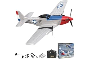 volantexrc P51D Mustang 3 Canales Avión Controlado por Radio RTF con 2 Baterías 3CH RC Plane RTF RC Juguete Planeador para Principiantes, Niños, Adultos