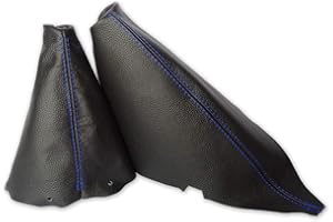 The Tuning-Shop Ltd Soufflet de frein à main en cuir compatible avec Mini Cooper S-One R50 R53 Coutures bleues