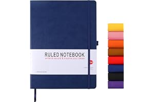 HIJYOO A4 Notebook, Notebook A4 Journal Notebook Hardcover Notepad with Bookmark Composition Notebooks, Pen Loop, and Elastic Closure, 8.3" X 11.18"，Dark Blue