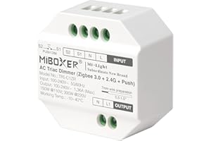 LIGHTEU®, Milight Miboxer Zigbee 3.0 i 2,4 GHz Push AC 100-240 V triak ściemniacz do lamp i ściemnianych reflektorów, TRI-C1ZR