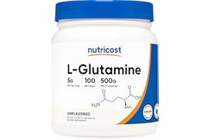 Nutricost L-Glutamin Pulver (500 Gramm) Geschmacklos - Glutenfrei & Nicht-GMO, 100 Portionen