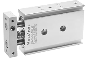 Heschen Dual Aluminum Air Cylinder, CXSM 20-25, Guide Rod Plate Double Rod Guided Pneumatic Slide Bearing Cushioned, 20mm Bore, 25mm Stroke, Double Acting