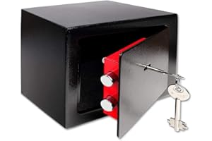 FP-TECH FP-HSB-K104-NERA Cassaforte a Muro da Incasso in Acciaio Verniciato con Chiave Hotel, Nera, 23x17x17