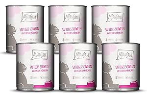 MjAMjAM - Mokra karma Premium dla kotów - soczysta wieprzowina z pysznymi marchewkami, 6-pak (6 x 800g), bezzbożowa z dodatkowym mięsem