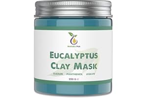 NATURA PUR Maseczka do twarzy eukaliptusowa 250g, wegańska - Maseczka kosmetyczna przeciw pryszczom, zaskórnikom i przeciw trądzikowi - Maseczka na twarz przeciwstarzeniowa dla cery suchej i z przebarwieniami