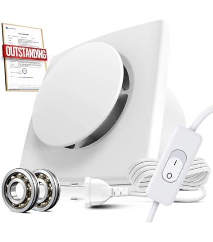 EINTTAX Buisventilator, 150 mm, 155 mm, inline afvoerventilator, stille buisventilator, 320 m³/u, kanaalventilator voor badkamer, toilet, keuken, broeikas, tent, garage, wit EINTTAX Buisventilator, 150 mm, 155 mm, inline afvoerventilator, stille buisventilator, 320 m³/u, kanaalventilator voor badkamer, toilet, keuken, broeikas, tent, garage, wit