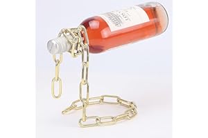SOUTH AREA Support Universel pour Bouteille de vin, Design de chaîne Flottante, élégant et Magique, en Acier Inoxydable, décoratif (Or)