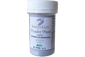 LESEPIDADO SRL Colorante Alimentare Polvere Perlato 3g Argento. Ideale per composti trasparenti: gelatine o glasse e per decorare pasta di zucchero, biscotti, torte, semifreddi, gelati
