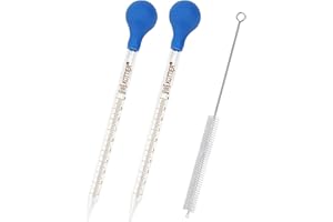 HCYANGZHANG Pipette 10ml, 2 Stück Pipette Glas mit 1 Stück Bürsten,Glas Pipette Dropper Measuring Pipettierer, Tropfpipette für Labor Lebensmittel Forschung Medizin Schule
