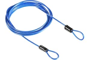 PATIKIL Security Steel Cable 2.5mm x 2m/6.56ft Coated Luggage Lock Wire Rope with Double Loop Blue