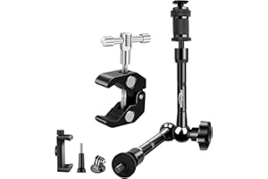 YHTSPORT 11 Zoll Magic Arm Verstellbarer mit Super Clamp, Gelenkarm mit Halteclip, Magic Arm+Super Klemme+Telefonclip+Montageadapter für Kamera, Monitor, LED-Licht, Blitzlicht, Handy
